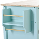 Kitchen Island Cart with 4 Door Cabinet and Two Drawers and 2 Locking Wheels - Solid Wood Top, 78818637