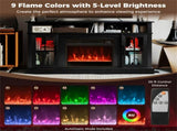 58" TV Stand with RGB Fireplace Black- Smart App Remote Control, 4777 BTU Heater 29702751