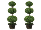 4FT Artificial Triple Ball Boxwood Topiary Trees Outdoor Ball-Shaped Boxwood, Fake Plants, Home W2945P578008