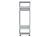 Armoire 63"H, with 3 Shelves, 1 Mirror, and 4 Wheels, White B097P250842