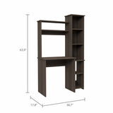 Smokey Oak 6-Shelf Writing Desk with Built-in Bookcase B06280292