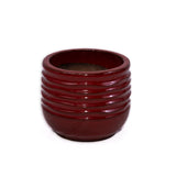 Handmade Glazed Ceramic Planter Set of 3, 15/11/8 Inch Diameter, Horizontal Groove Pattern, for W3273P321467