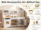 Kids Wooden Play Kitchen with Realistic Lights & Sounds, Pretend Ice Maker & Storage for Toddlers 24368819