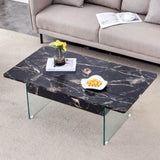 Multifunctional Lift Top Coffee Table -Black Marble Pattern, Essential for Modern Homes.Tempered W2920P226077