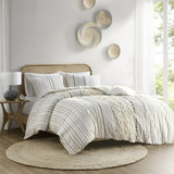 Full/Queen Cotton Printed Duvet Cover Set with Chenille B03596527