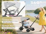6-in-1 Kids Tricycle with Adjustable Push Handle & Reversible Seat, Gray Toddler Tricycle for Ages 29257099