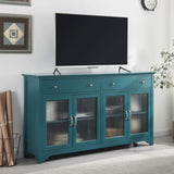 ZNTS 66" TV Console, Storage Buffet Cabinet, Sideboard with Glass Door and Adjustable Shelves, Console W965104018