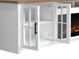 97 inch Fireplace TV Stand Console for TVs up to 100 inches, Minimal Assembly, Jasmine Whitewash and B108P160230