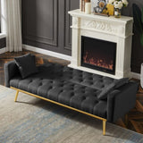 BLACK Convertible Folding Futon Sofa Bed , Sleeper Sofa Couch for Compact Living Space. W58842966