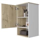 Medicine Single Door Cabinet 28" H, One Shelf, Two Interior Shelves, Light Oak / White B097133246