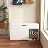 Entryway Bench with Storage,Adjustable 3-Tier Flip-Up Drawers & Hidden Cabinet,Space-Saving W2699P296514