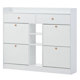 ON-TREND Modern Tipping Bucket Shoe Cabinet with 4 Flip Drawers, Multifunctional WF300851AAK