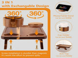 Couch Armrest Tray 3 in 1 Sofa Arm Tray Table with Swivel Cup Holder Phone Stand, Acacia 66183504