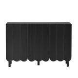 ON-TREND Cream Style Minimalist Shoe Cabinet with 5 Solid Wood Legs, Sideboard Buffet Cabinet with N721P180695B