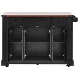 K&K 53'' Farmhouse Island with Two Tempered Glass Cabinet Doors, Power Outlet, Rolling N707P263637B