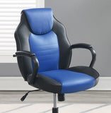Gaming Office Chair Blue And Black Faux Leather 1pc Chairs Casters Plush Padded Chair w Arms B011P367182