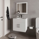 White 2-Door Floating Bathroom Vanity Set with Sink and Mirror B062P355539