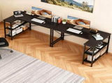 47 L Shaped Computer Desk with Reversible Storage Shelves, Corner Gaming Desk with PC Stand, Home 53338497