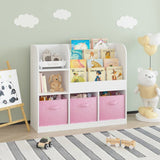 Kids Bookcase and Bookshelf, Multifunctional Bookcase with 3 Collapsible Fabric Drawers, Bookcase W808P242198