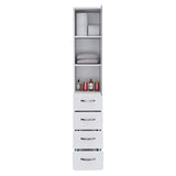 Preston Linen Cabinet, Three Shelves, Four Drawers B128P148966