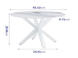 42.1"WHITE Table cross leg Mid-century Dining Table for 4-6 people With Round Mdf Table Top, W234P363951