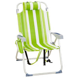 63*70*99cm Heightened Oxford Cloth Silver White Aluminum Tube Bearing 100kg Beach Chair Green 51900135