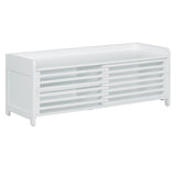 TREXM Distressed Shutter Storage Bench with Acacia Veneer for Retro Charm for Living Room, Entryway N715P196968K