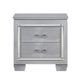 Glamourous Silver Finish 1pc Nightstand 2x Dovetail Drawers Faux Alligator Embossed Fronts Bedroom B01151368