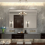 36x24inch Glossy Brushed Silverd Mirror For Bathroom Rectangular Wall Bathroom Mirror Metal W2091P214080