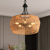 Boho Hemp Rope Pendant Light, Hand-Woven Jute Hanging Lamp with Adjustable Chain, Natural Rope Shade W1340P241300