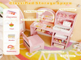 2-in-1 Kids Vanity & Writing Desk Set - LED Lighted Shatterproof Mirror , Pink 29083639