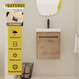 18'' Floating Wall-Mounted Vanity with Ceramic Sink & Soft-Close Cabinet Door, For Small W999P236339
