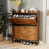 Shoe Storage Cabinet with 2 Flip Drawers for Entryway, Farmhouse Hidden Shoe Cabinet for Entrance 81149461