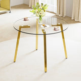 ZNTS Modern minimalist style circular transparent tempered glass table, tempered glass tabletop, golden W1151138118