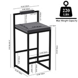 Bar Stools Upholstered Velvet Counter Height Barstools for Kitchen Island Set of 2 Modern Dining W1757P310421