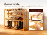 26.38*9.68*37.4in 5-Tier Portable Bamboo Shoe Rack, Natural Wood Color 80222555