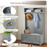 Modern Classic Hall Tree Shoe Rack Bench and Coat Hooks for Hanging Storage, Entryway Bench W2275P210039