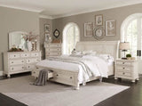 Transitional Wire-Brushed White Finish 1pc Nightstand with Hidden Drawer Bun Feet Classic Bedroom B01147617