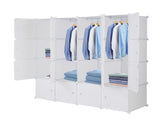 4-layer 16 Cube Organizer Stackable Plastic Cube Storage, Plastic Steel Wire with 3 Clothes Rails, 59827635