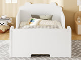 Toddler Floor Bed Frame, Cot Bed for Boys and Girls Ages 3-6, Bear Shape Toddler Bed, White W1580P373252