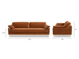 Pasadena 75.5" Modern Farmhouse Sofa, Burnt Orange Performance Velvet B2719P479036