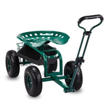 Rolling Garden Work Seat with Wheels, Garden Scooter with 360 Degree Swivel Seat Extendable Handle 82937416