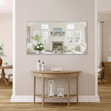 55"x30" Oversized Modern Rectangle Bathroom Mirror with Silver Frame Decorative Large Wall Mirrors W708P297404