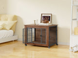 27.2" Dog Crate Furniture with Wheels for Small Dogs, Heavy Duty Dog Kennel Indoor with 2 Doors, 94926706