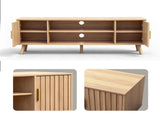59.05 Inch Low Profile TV Stand - Light Brown Laminate Particle Board Media Console with Double 81964565