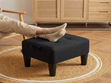Small Footstool Ottoman with Thick Cushion, Angled Legs, Hidden Storage Compartment, Ink Black 77219682