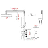 ZNTS 12" Rain Shower Head Systems Wall Mounted Shower TH6003-12MB