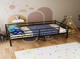Twin Size Metal Bed Frame for Kids, Low Profile Platform Bed with Surrounding Guardrails and Metal W5635P548292