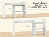 Expandable Desktop Bookshelf Organizer, 26"-38" Adjustable Length Countertop Storage Hutch with 68124095