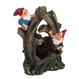 ZNTS 8.3x4.7x13.8" Decorative Woodland Gnome Water Fountain with LED Light, Brown W2078138941